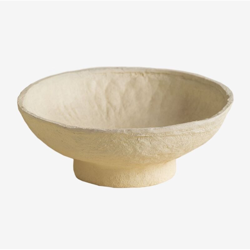 Sklum - Bol décoratif en papier mâché fait main Muriel Beige Crème