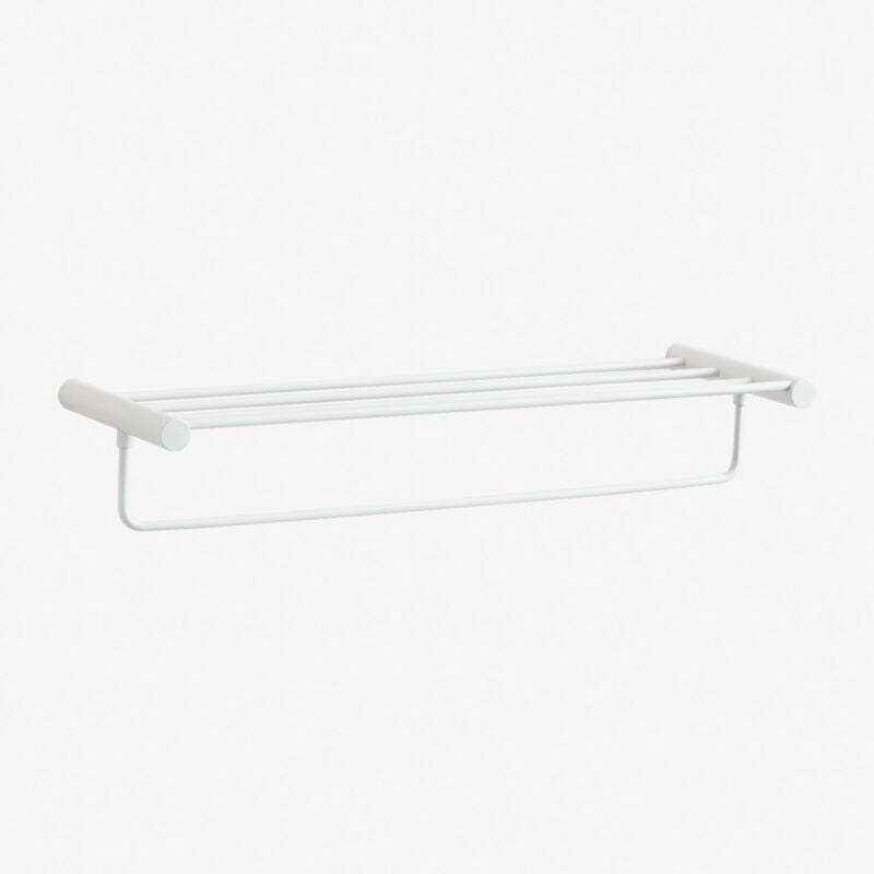 Sklum - Porte-serviettes mural pour salle de bain avec étagère en acier inoxydable Devon Blanc