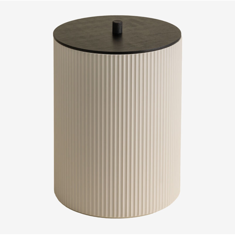 Poubelle avec couvercle en abs et bambou Ozene Sklum Beige Crème