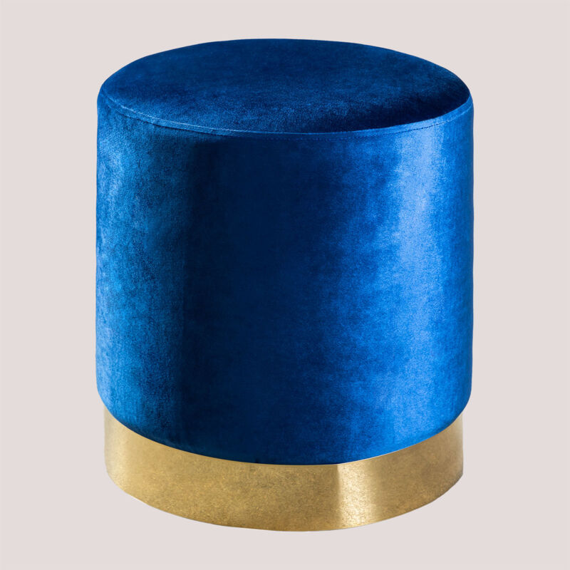Pouf Rond en Velours Flikez Sklum Bleu