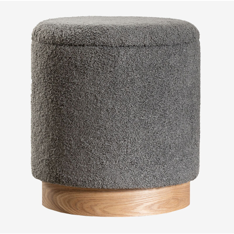 Puff rond avec rangement en chenille Mineyster Sklum Gris Taupe Clair
