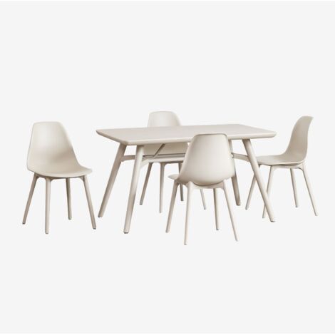 SKLUM Rechteckiges Tischset 135x80 cm und 4 Gartenstühle aus Scand-Polyethylen Beige Tapioca                                  