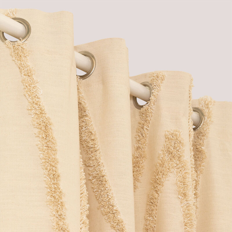 Sklum - Rideau en Coton Jasper Beige Crème 140 x 260 cm