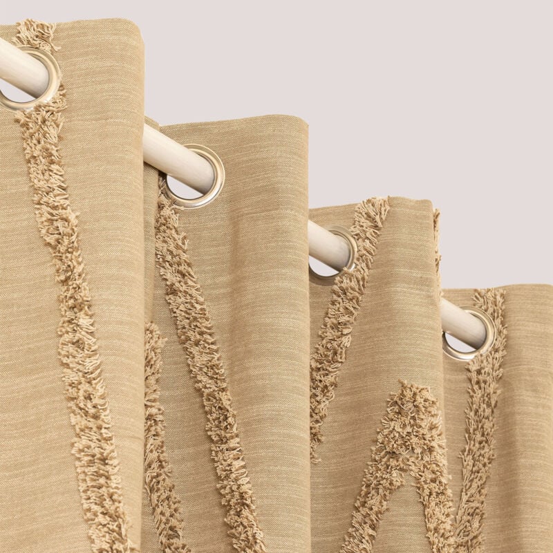 Sklum - Rideau en Coton Jasper Brun Blé 140 x 260 cm