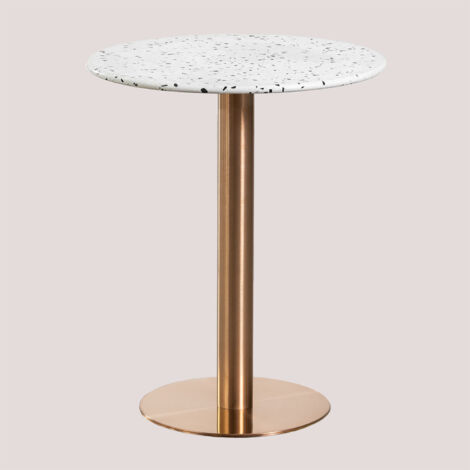 SKLUM Runder Bartisch aus Terrazzo (Ø60 cm) Malibu Roségold Weiß