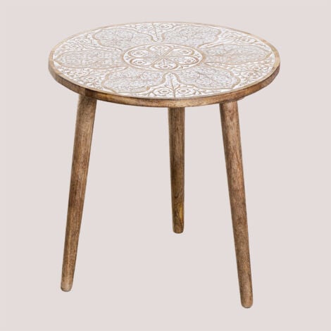 SKLUM Runder Beistelltisch aus Mangoholz (Ø45 cm) Tienga              Mango-Holz                     
