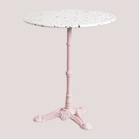 SKLUM Runder Terrazzo-Bartisch (Ø60 cm) Volutto Zuckerwatte-Rose                                  