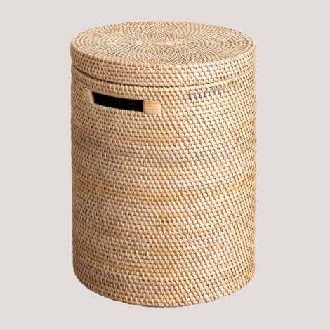 SKLUM Runder Wäschekorb Ø30 cm aus Rattan Guacui Natürlich