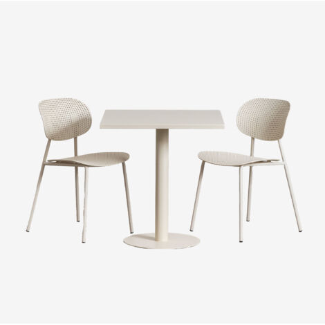 SKLUM Set aus quadratischem Tisch 70x70 cm Mizzi und 2 Gartenstühlen aus Polypropylen und Eisen Tupah Beige Tapioca                                  