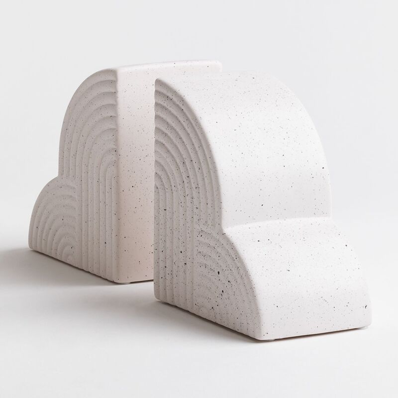 Ensemble de 2 serre-livres en céramique Belzer Sklum Terrazzo clair