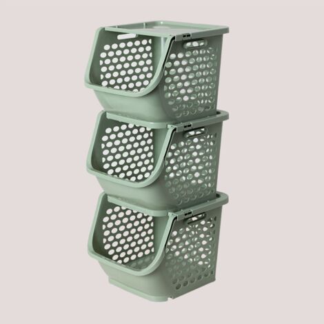 Sklum – Lot de 3 paniers de rangement 72x29,5x33 cm – Polypropylène durable – Pour cuisine et garde-manger – Nettoyage facile