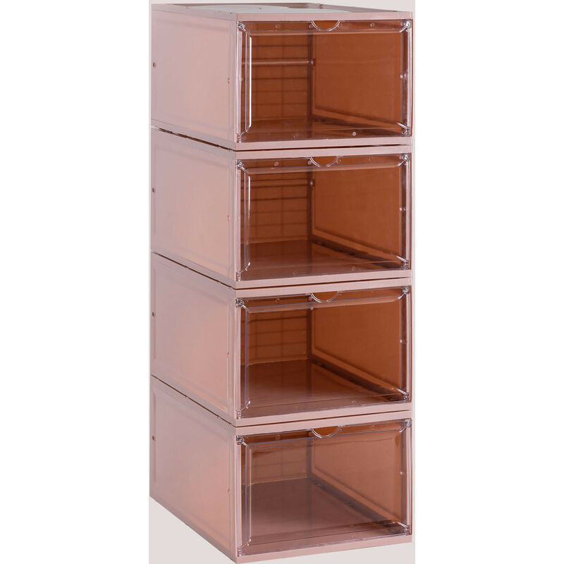 

Set de 4 Cajas para Zapatos Ekans Rosa Maquillaje - Sklum