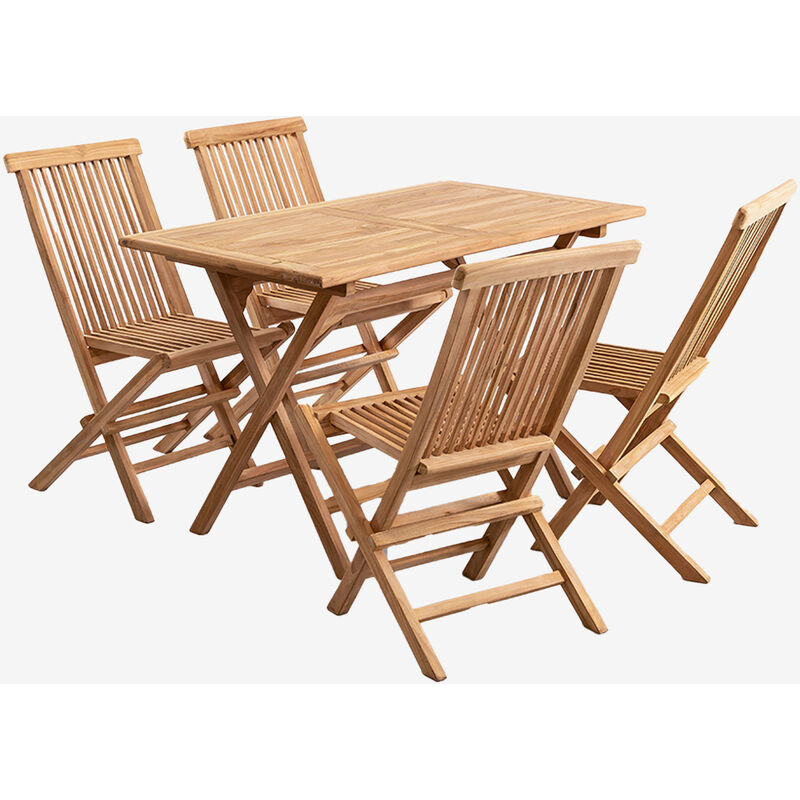 

Set de Jardín Plegable de Mesa Rectangular y 4 Sillas en Madera de Teca Pira SKLUM - Madera de Teca