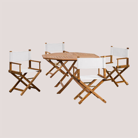 Confezione Tavolo da pranzo di design industriale in legno (200 cm) e 8  sedie da pranzo imbottite in bouclé - Evelyne