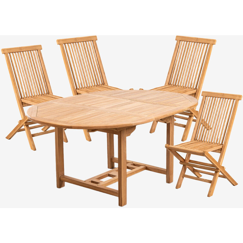 

Set Mesa Extensible (120-170X75 cm) & 4 Sillas Plegables de Jardín en Madera de Teca Pira SKLUM - Madera de Teca