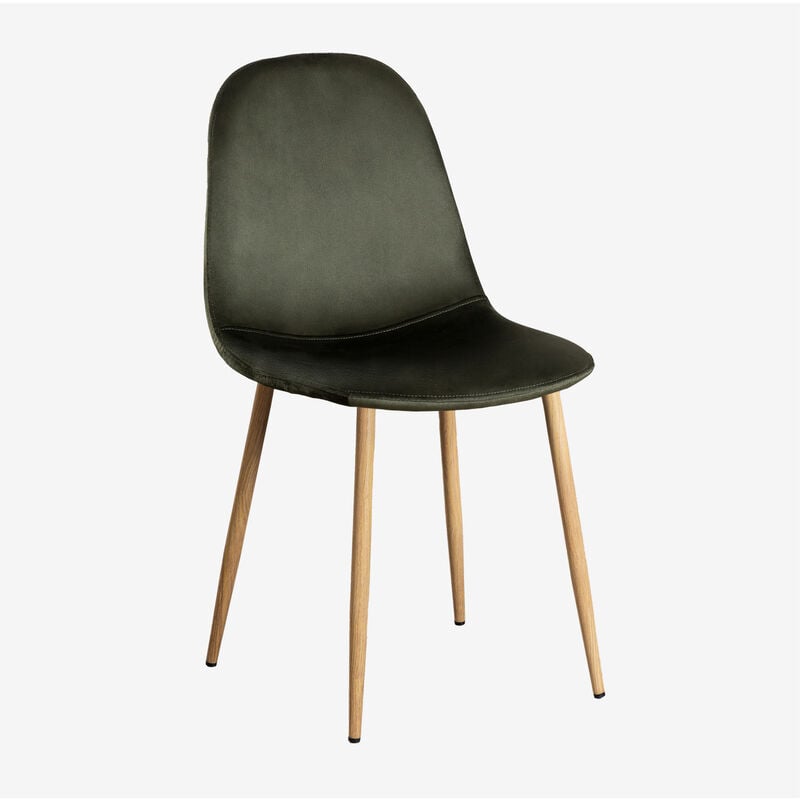 

Silla de Comedor en Terciopelo Glamm SKLUM - Madera Natural Verde Militar