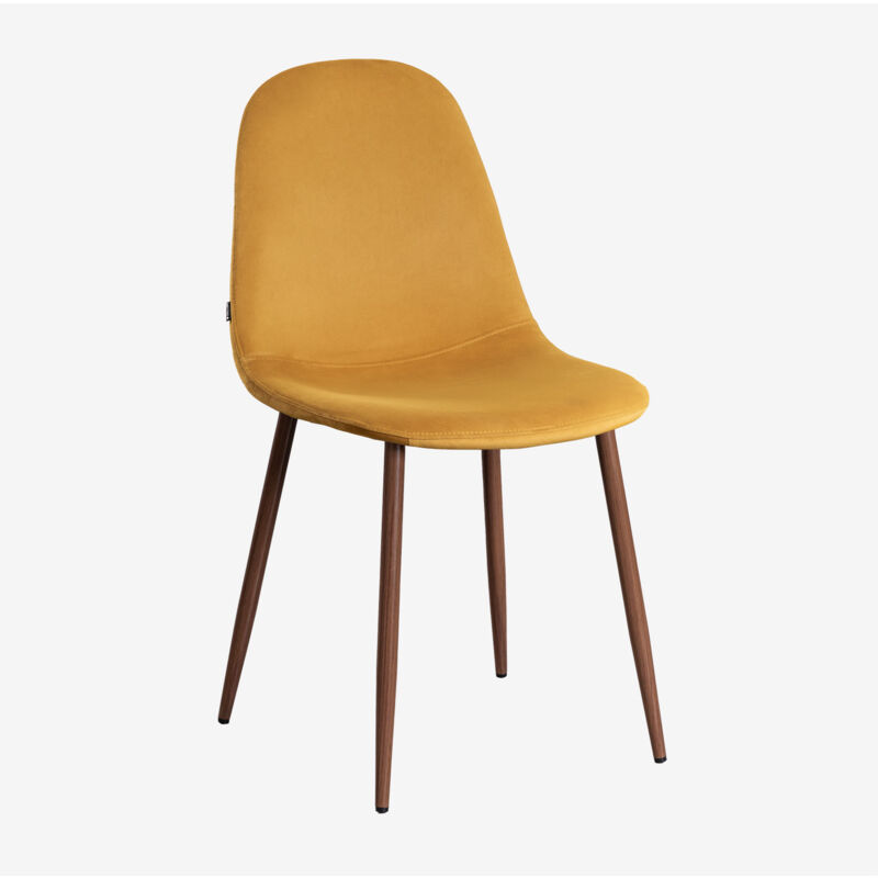 

Silla de Comedor en Terciopelo Glamm Madera Oscura Mostaza - Sklum