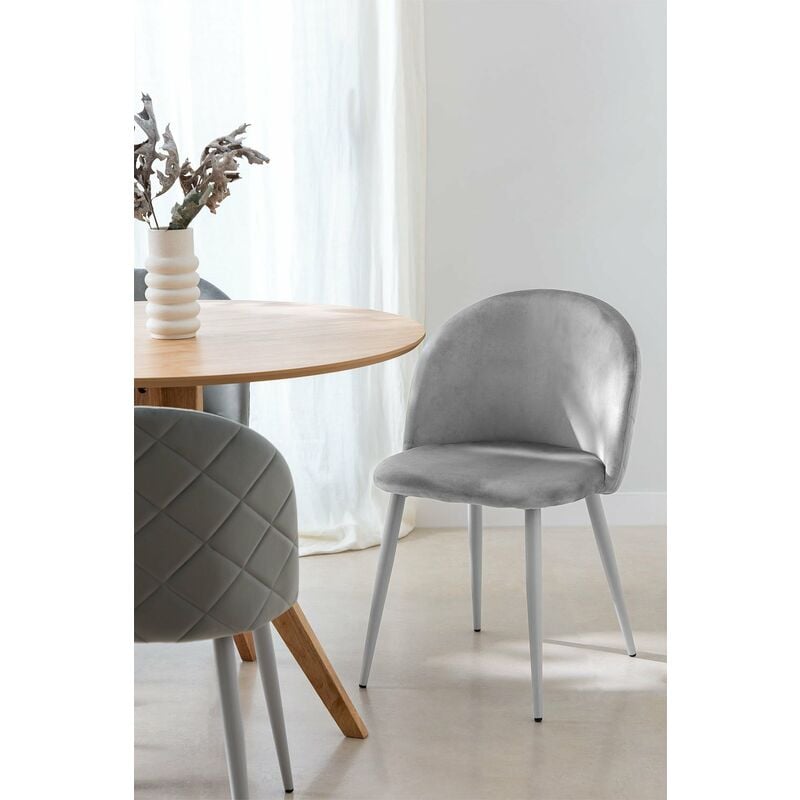 

Silla de Comedor en Terciopelo Kana Colors Porcelana Porcelana - Sklum
