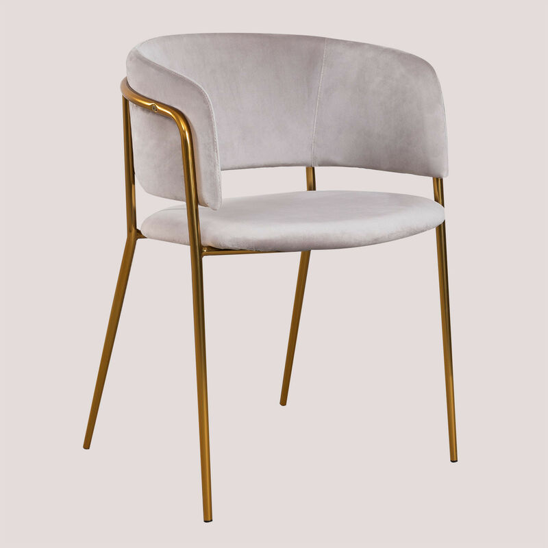 

Silla de Comedor en Terciopelo Nalon Dorado Gris Claro - Sklum