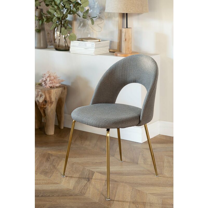 

Silla de Comedor Tapizada en Tela Glorys Gris Topo - Sklum