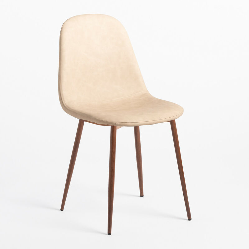 

Silla de Comedor en Polipiel Glamm Madera Oscura Beige Crema - Sklum