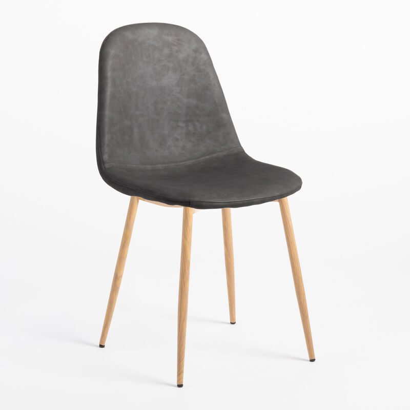 

Silla de Comedor en Polipiel Glamm Madera Natural Antracita - Sklum