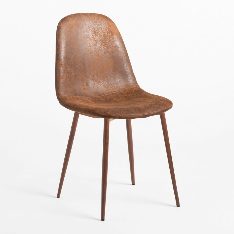 

Silla de Comedor en Polipiel Glamm Madera Oscura Café Vintage - Sklum