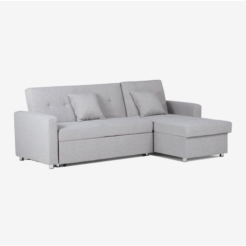 

Sofá Cama Chaise Longue 3 Plazas Intercambiable en Lino Duom Gris Claro - Sklum