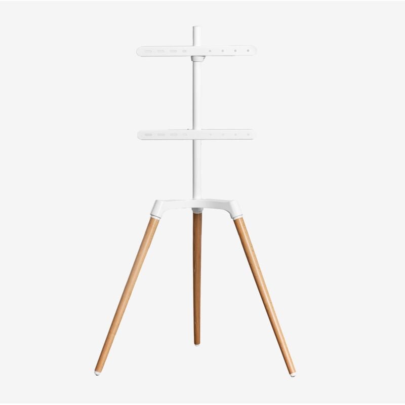 Sklum - Support trépied tv Rouben en acier et bois naturel