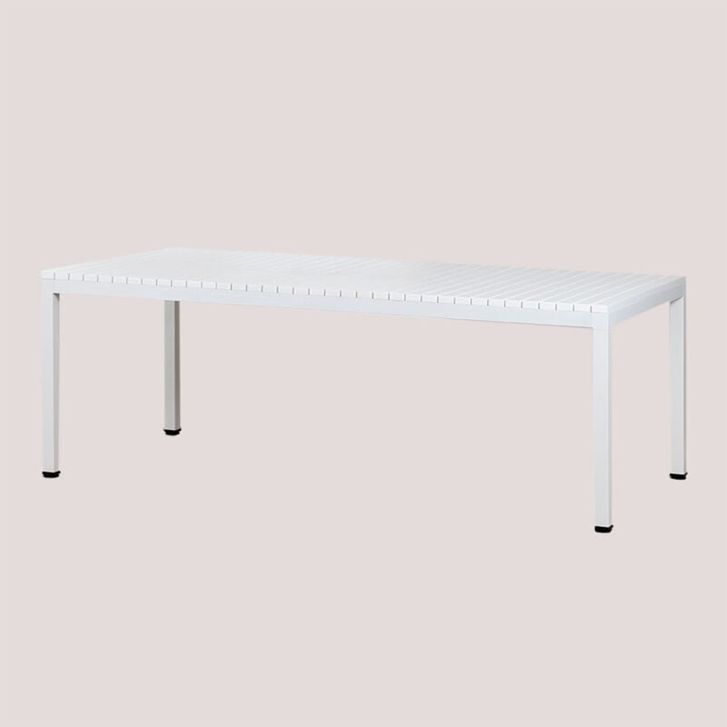 Sklum - Table à manger rectangulaire en aluminium (210x100 cm) Marti Blanc Gardenia
