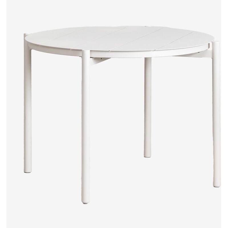 Sklum - Table à manger ronde en aluminium (Ø110 cm) Elton Blanc Gardenia