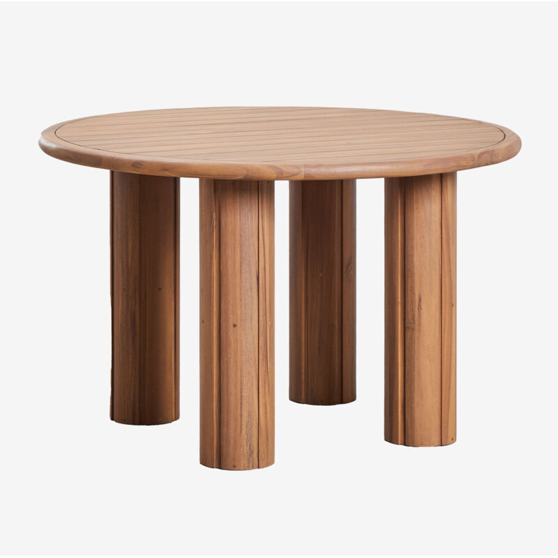 Sklum - Table de salle à manger ronde en bois d'acacia Ginara Ø120 cm Sklum - Table de salle à manger ronde en bois d'acacia Ginara Ø120 cm