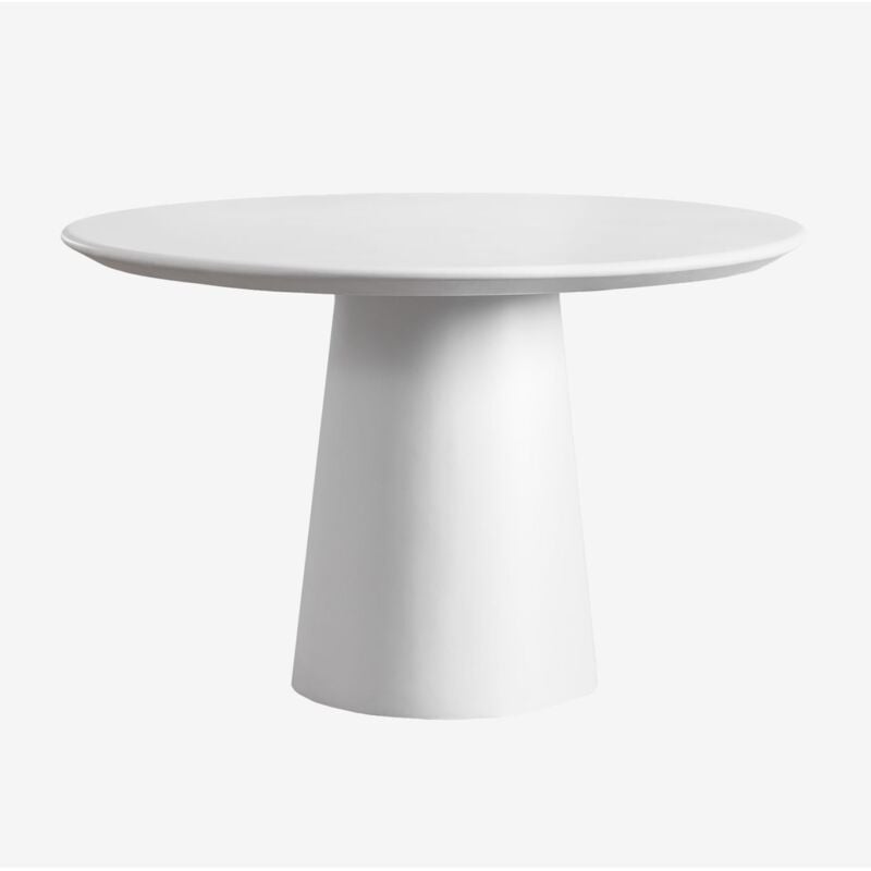 Sklum - Table de salle à manger ronde en ciment (Ø120 cm) Noemi Blanc