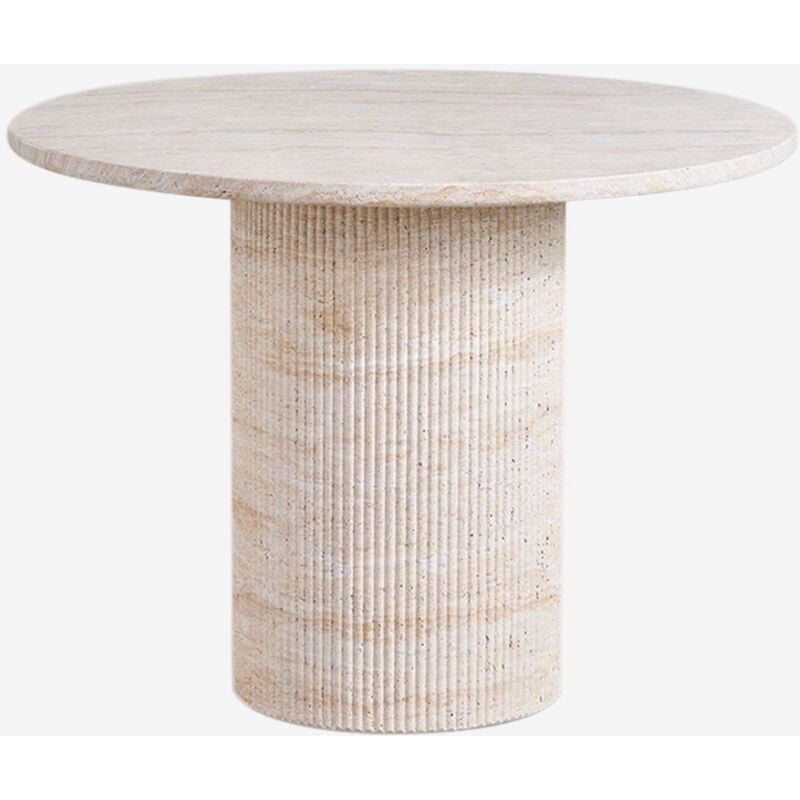 Table de salle à manger ronde Ø100 cm en aspect ciment travertin Velia SKLUM Travertine