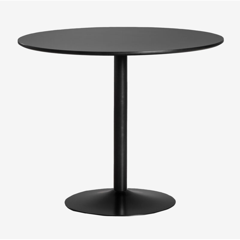 Sklum - Table à manger ronde en mdf et métal Yvetta Noir Ø90 cm Sklum - Table à manger ronde en mdf et métal Yvetta Noir Ø90 cm