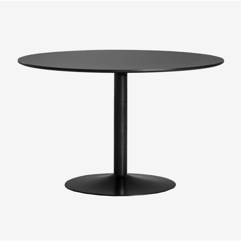 Sklum - Table à manger ronde en mdf et métal Yvetta Noir Ø120 cm