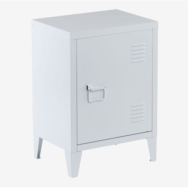 Table d'appoint avec casier en acier Pohpli Sklum Blanc Gardenia