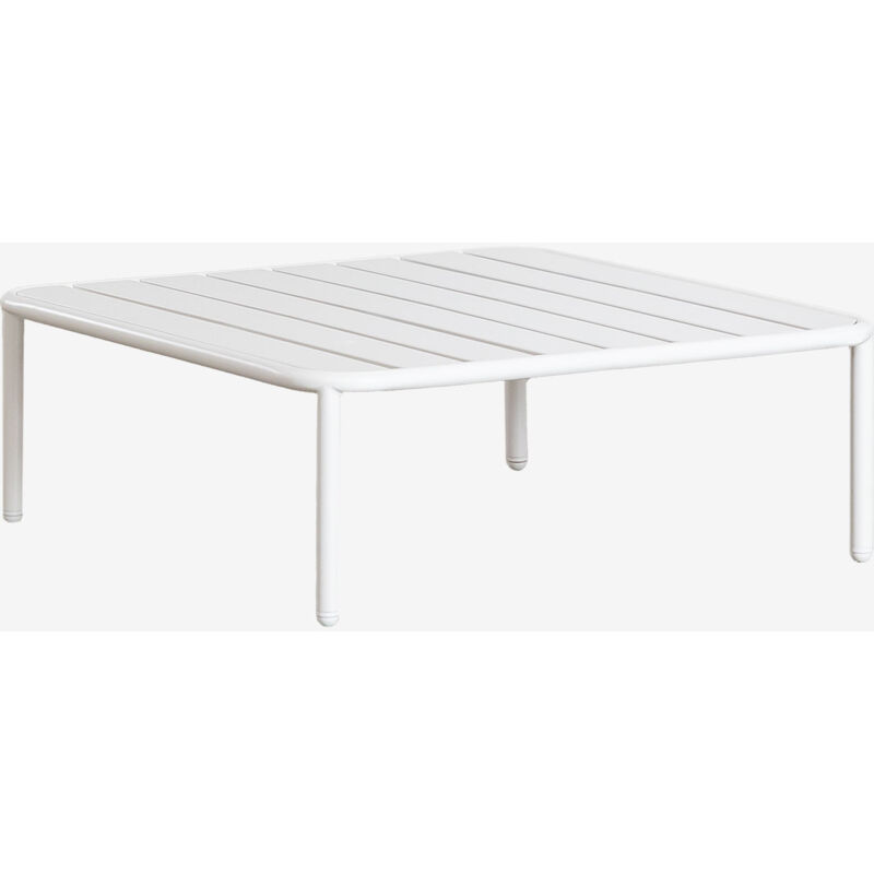 Table basse de jardin carrée 90x90 cm en acier Roubly Sklum Blanc Gardenia