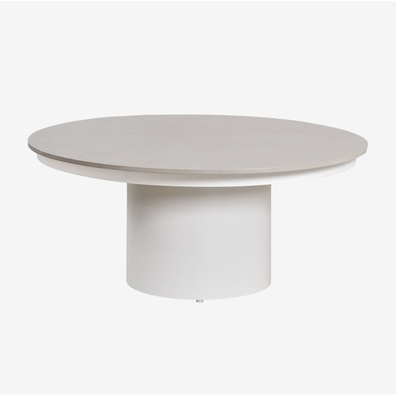 Table basse de jardin ronde Ø90 cm en pierre frittée et aluminium Anturio Sklum Gris