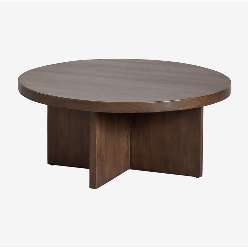Sklum - Table basse en bois mindi (Ø80 cm) Leidam Marron Bois Foncé