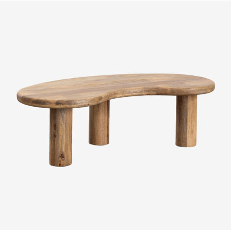 Sklum – Table basse fixe en bois de manguier 120x60cm – Design original avec pieds réglables – Résistante et durable pour salon