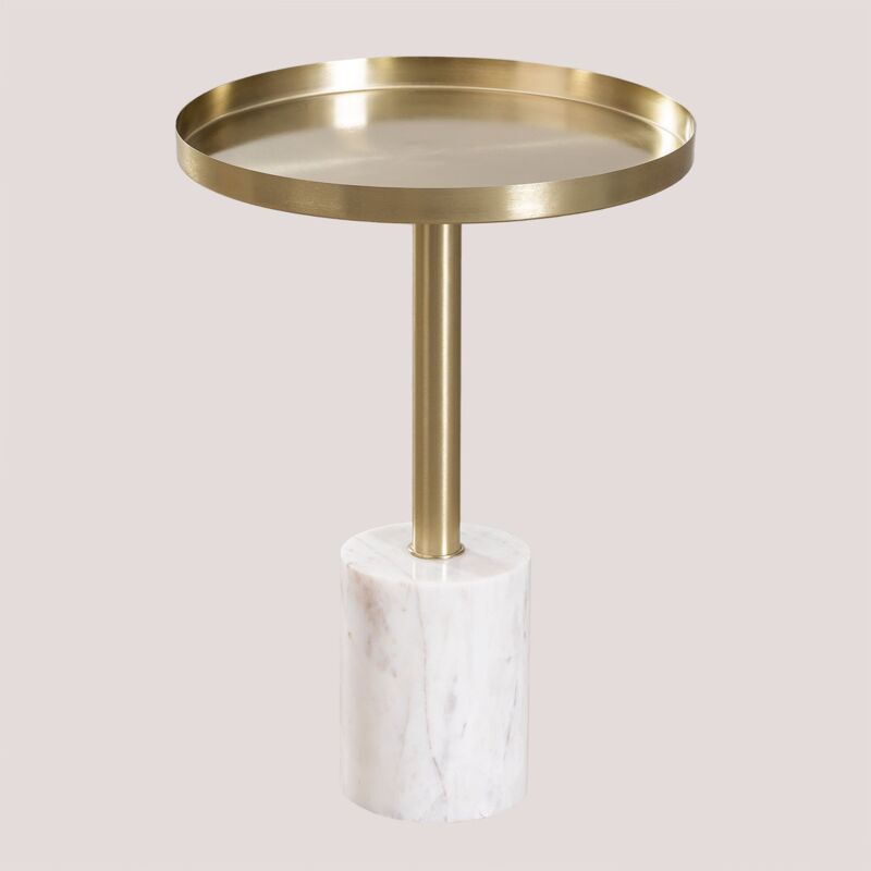 sklum - table d'appoint en marbre et métal mayel doré - doré