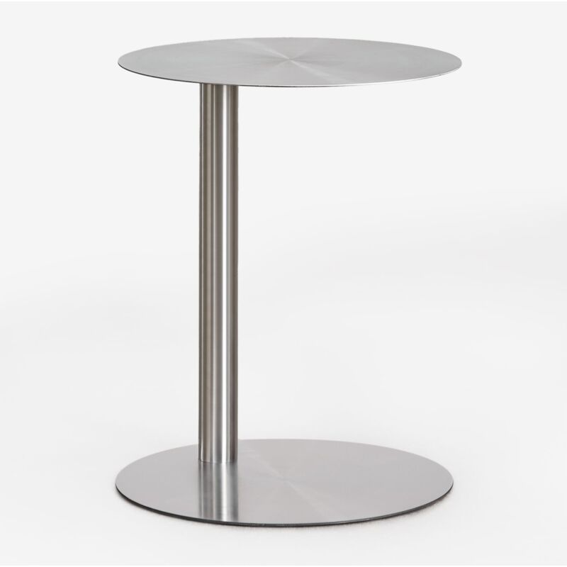 Sklum - Table d'appoint ronde Ø40 cm en acier brossé Yannik Acier