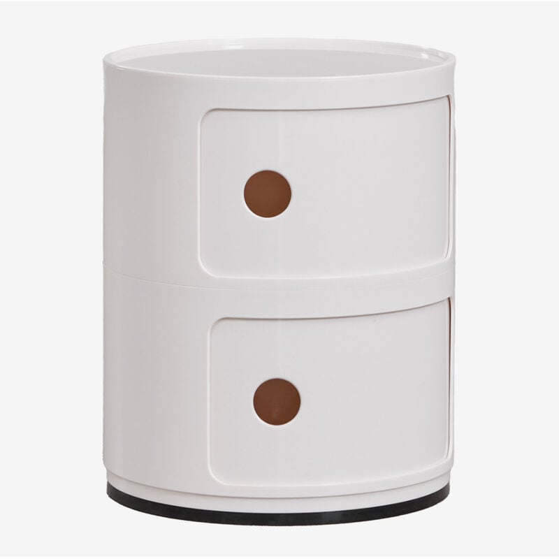 Sklum - Table d'appoint ronde avec étagères Babel Blanc Cassé