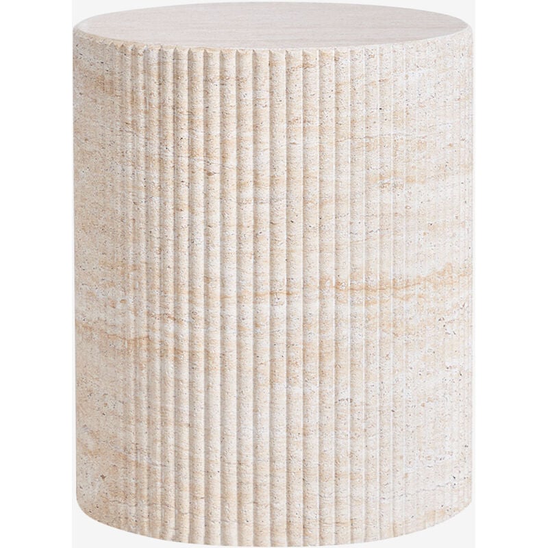 Table d'appoint ronde en ciment aspect travertin (Ø38 cm) Velia Sklum Travertine