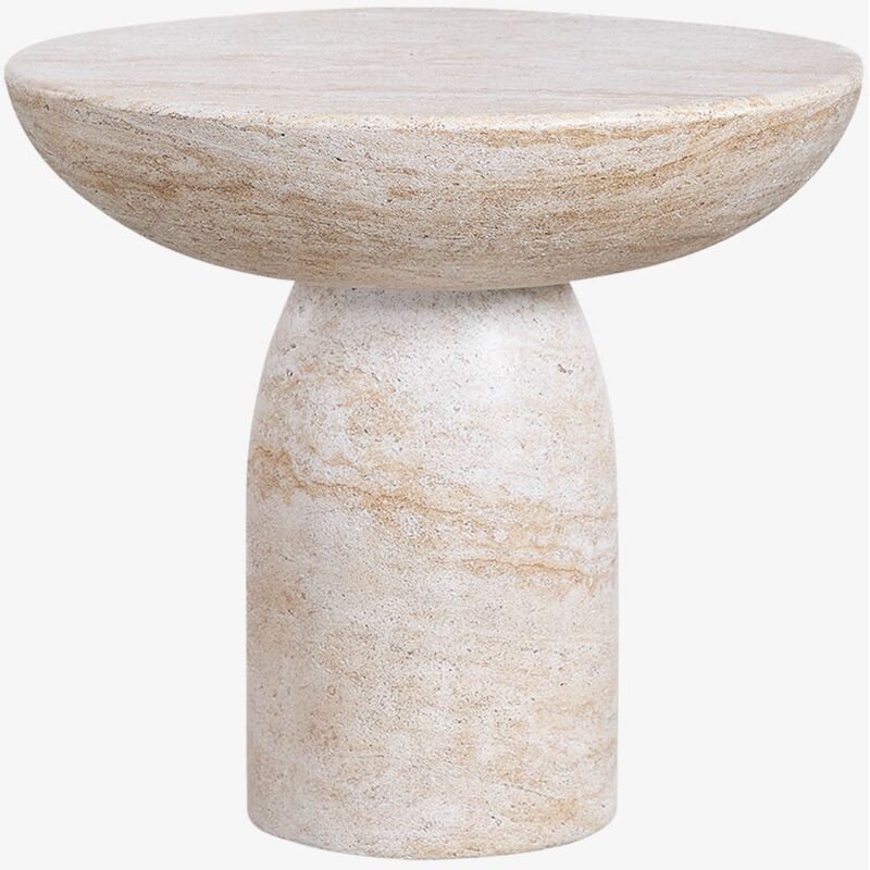 Table d'appoint ronde en ciment aspect travertin (Ø50 cm) Ribeseya Sklum Travertine