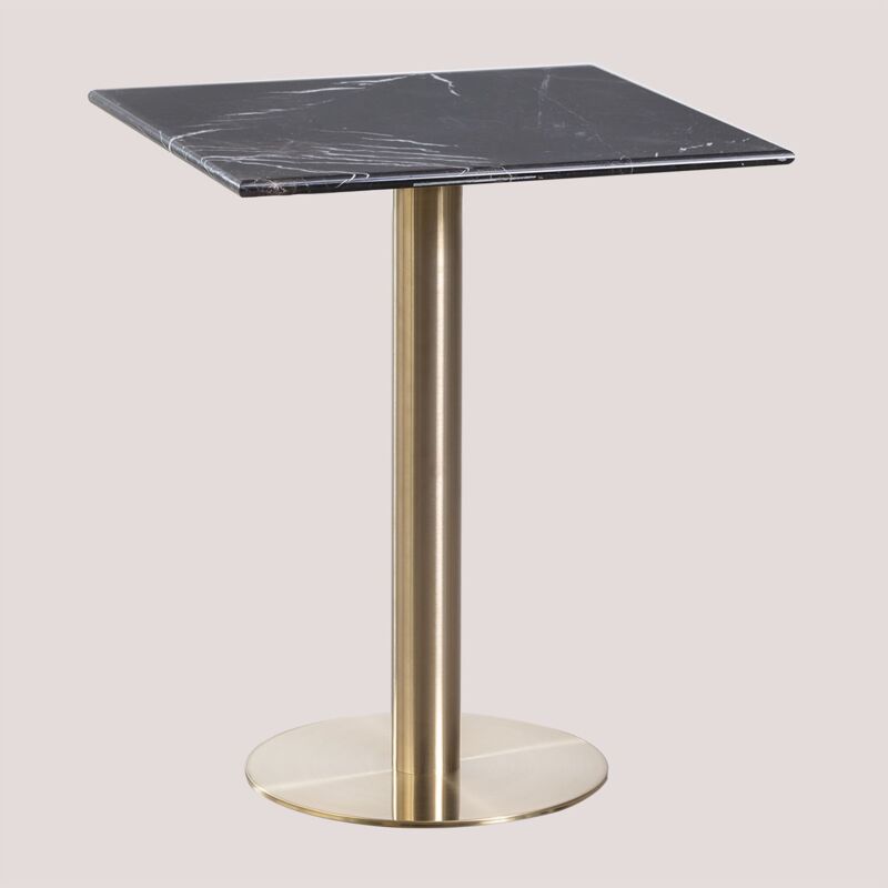 Table de Bar Carrée en Marbre Cosmopolitan Sklum x2194&xFE0E 60 cm Or champagne