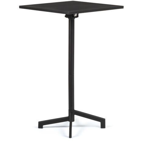 Sklum – Table de bar carrée 60x60 cm pliable – Convertible 72/102 cm – Acier noir pour extérieur – Facile à ranger