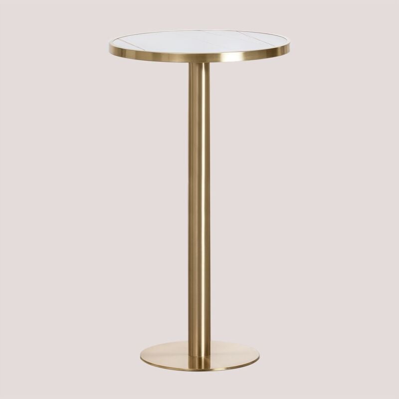 Sklum - Table Mange-debout Ronde en Grès (Ø60 cm) Manhattan Blanc