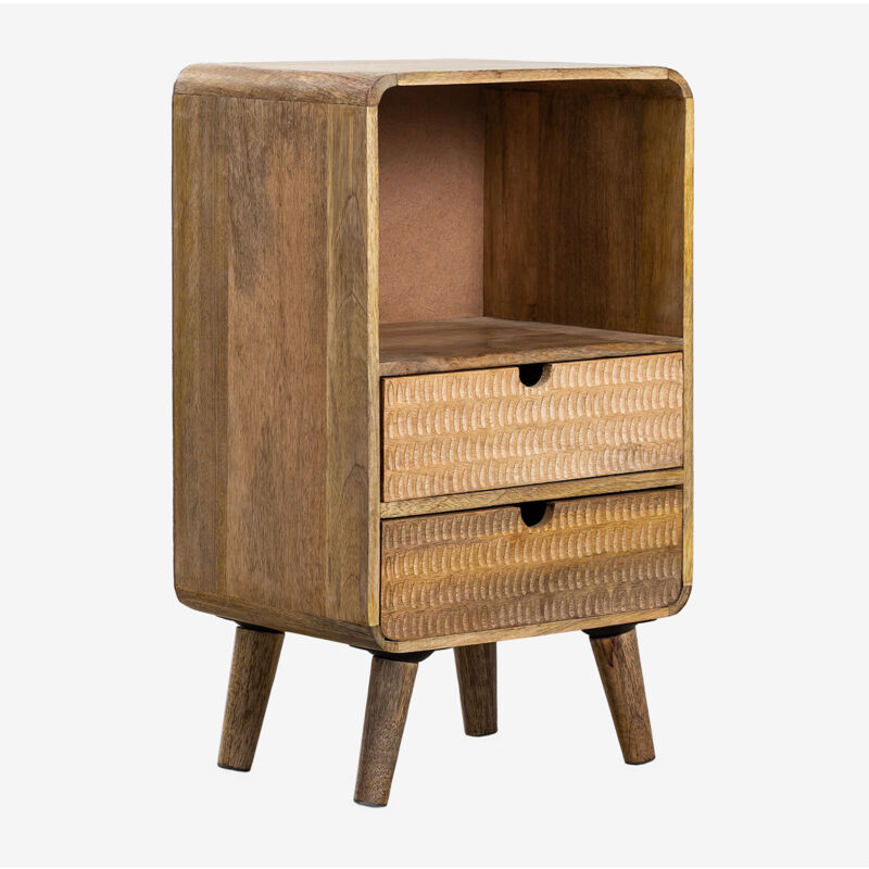 Table de chevet avec rangement en bois de manguier naturel Yulara Sklum